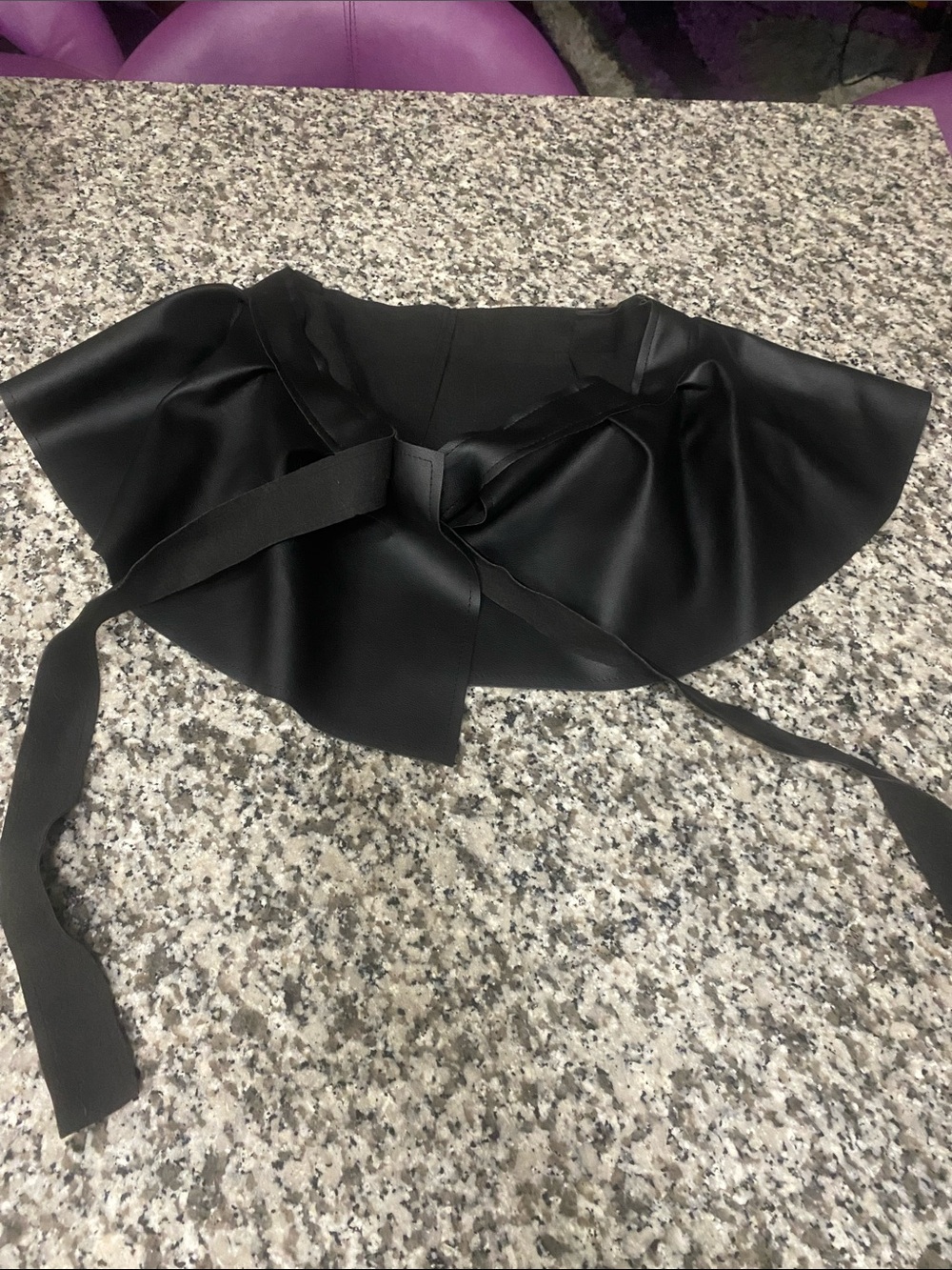 Black Faux-Leather Wrap skirt belt with Tie Waist